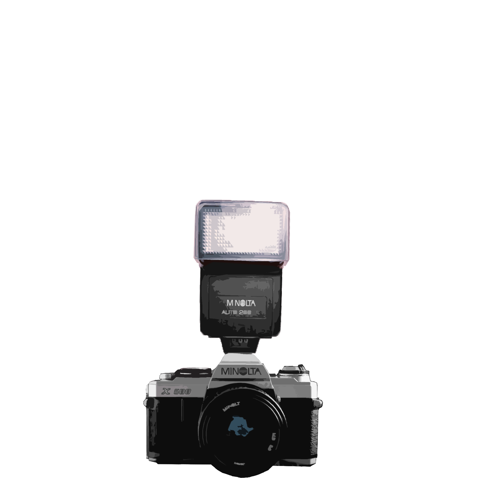 Ein Foto von eine Analog Kamera Marke Minolta, wenn man clickt sieht so aus als der Kamera Blitz. Das Bild ist in Photoshop mit Effekte bearbeitet worden. Früher habe ich eine Fotokamera Minolta.